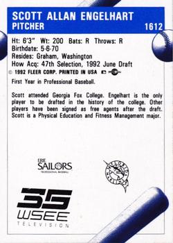 1992 Fleer ProCards #1612 Scott Engelhart Back