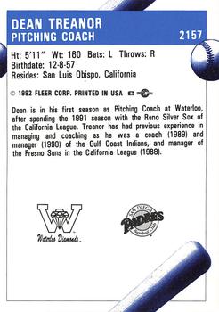 1992 Fleer ProCards #2157 Dean Treanor Back