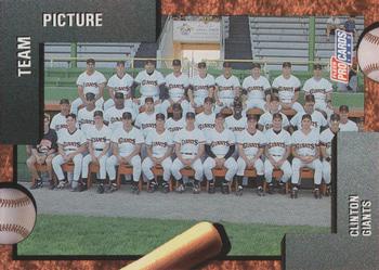 1992 Fleer ProCards #3615 Clinton Giants Team Picture Front