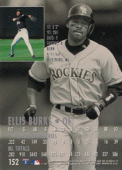 1995 Ultra #152 Ellis Burks Back