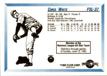 1993 Fleer ProCards Florida State League All-Stars #FSL-37 Chris White Back