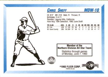 1993 Fleer ProCards Midwest League All-Stars #MDW-10 Chris Sheff Back