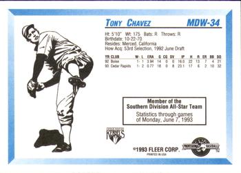 1993 Fleer ProCards Midwest League All-Stars #MDW-34 Tony Chavez Back