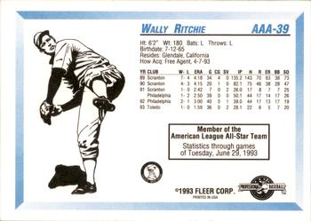 1993 Fleer ProCards Triple A All-Stars #AAA-39 Wally Ritchie Back