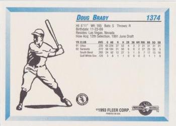 1993 Fleer ProCards #1374 Doug Brady Back