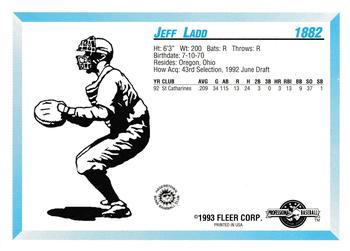 1993 Fleer ProCards #1882 Jeff Ladd Back