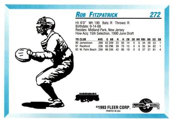 1993 Fleer ProCards #272 Rob Fitzpatrick Back