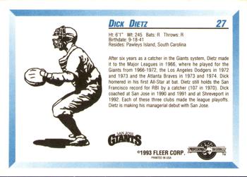 1993 Fleer ProCards #27 Dick Dietz Back