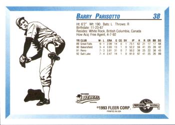 1993 Fleer ProCards #38 Barry Parisotto Back