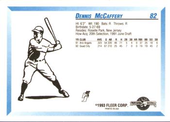1993 Fleer ProCards #82 Dennis McCaffery Back