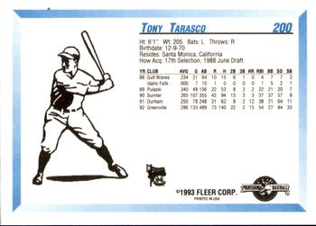 1993 Fleer ProCards #200 Tony Tarasco Back