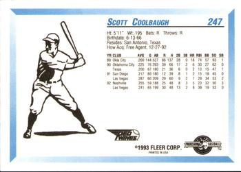 1993 Fleer ProCards #247 Scott Coolbaugh Back