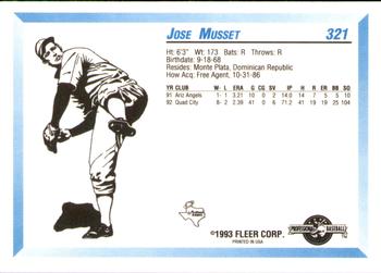 1993 Fleer ProCards #321 Jose Musset Back