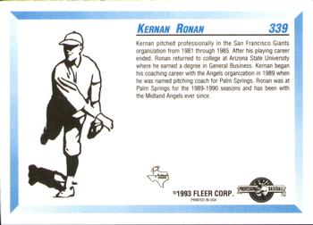 1993 Fleer ProCards #339 Kernan Ronan Back