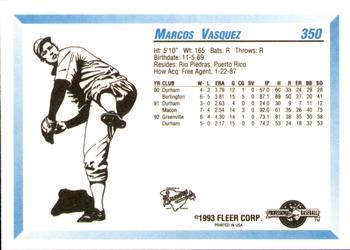 1993 Fleer ProCards #350 Marcos Vasquez Back