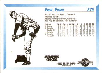 1993 Fleer ProCards #375 Eddie Pierce Back