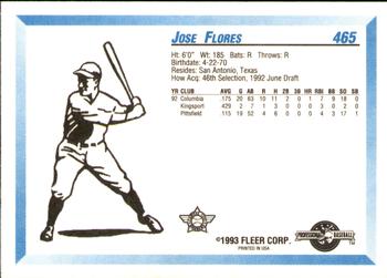 1993 Fleer ProCards #465 Jose Flores Back