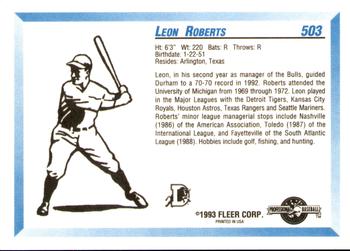1993 Fleer ProCards #503 Leon Roberts Back