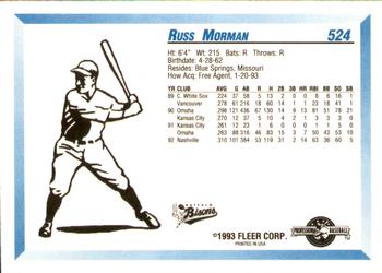1993 Fleer ProCards #524 Russ Morman Back
