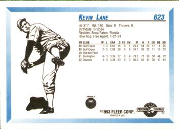 1993 Fleer ProCards #623 Kevin Lane Back