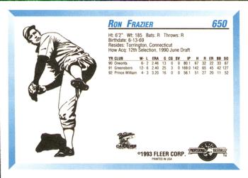 1993 Fleer ProCards #650 Ron Frazier Back