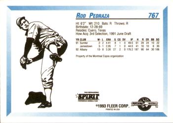 1993 Fleer ProCards #767 Rod Pedraza Back