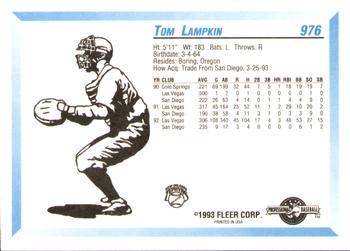 1993 Fleer ProCards #976 Tom Lampkin Back
