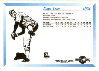 1993 Fleer ProCards #1024 Chris Lemp Back