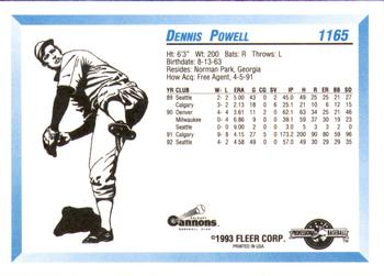 1993 Fleer ProCards #1165 Dennis Powell Back
