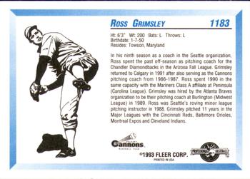 1993 Fleer ProCards #1183 Ross Grimsley Back