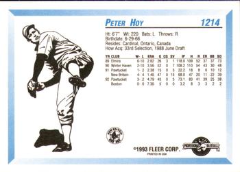 1993 Fleer ProCards #1214 Peter Hoy Back