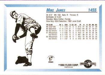 1993 Fleer ProCards #1455 Mike James Back