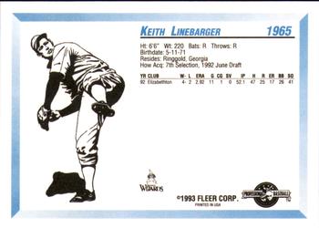 1993 Fleer ProCards #1965 Keith Linebarger Back