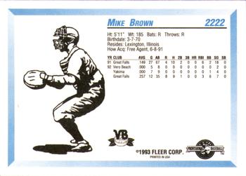 1993 Fleer ProCards #2222 Mike Brown Back