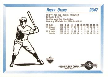 1993 Fleer ProCards #2347 Ricky Otero Back