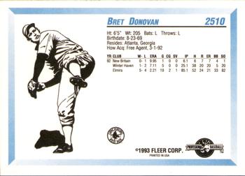 1993 Fleer ProCards #2510 Bret Donovan Back