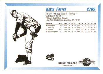 1993 Fleer ProCards #2705 Kevin Foster Back