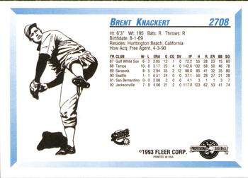 1993 Fleer ProCards #2708 Brent Knackert Back