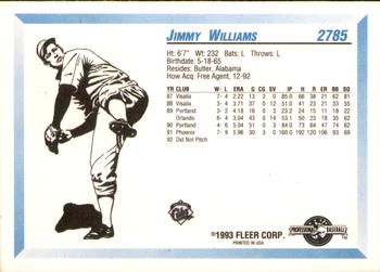 1993 Fleer ProCards #2785 Jimmy Williams Back