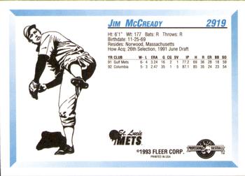 1993 Fleer ProCards #2919 Jim McCready Back