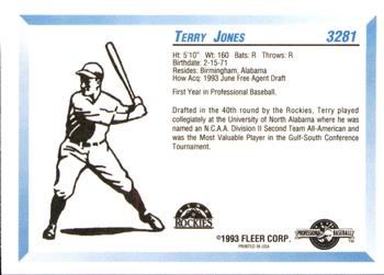 1993 Fleer ProCards #3281 Terry Jones Back