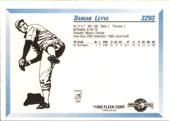 1993 Fleer ProCards #3293 Damian Leyva Back