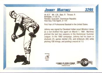 1993 Fleer ProCards #3295 Johnny Martinez Back