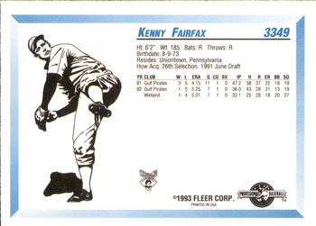 1993 Fleer ProCards #3349 Kenny Fairfax Back