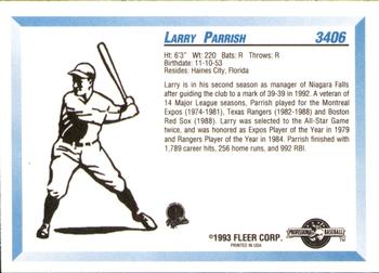 1993 Fleer ProCards #3406 Larry Parrish Back
