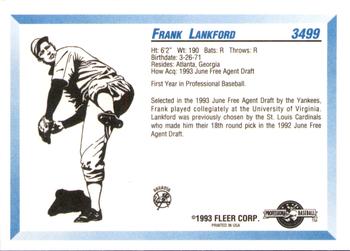 1993 Fleer ProCards #3499 Frank Lankford Back