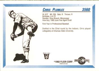 1993 Fleer ProCards #3560 Chris Plumlee Back