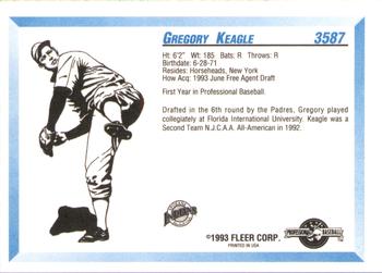 1993 Fleer ProCards #3587 Gregory Keagle Back