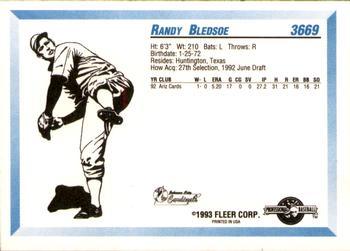 1993 Fleer ProCards #3669 Randy Bledsoe Back
