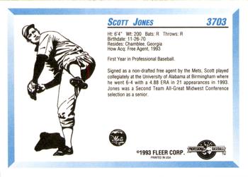 1993 Fleer ProCards #3703 Scott Jones Back